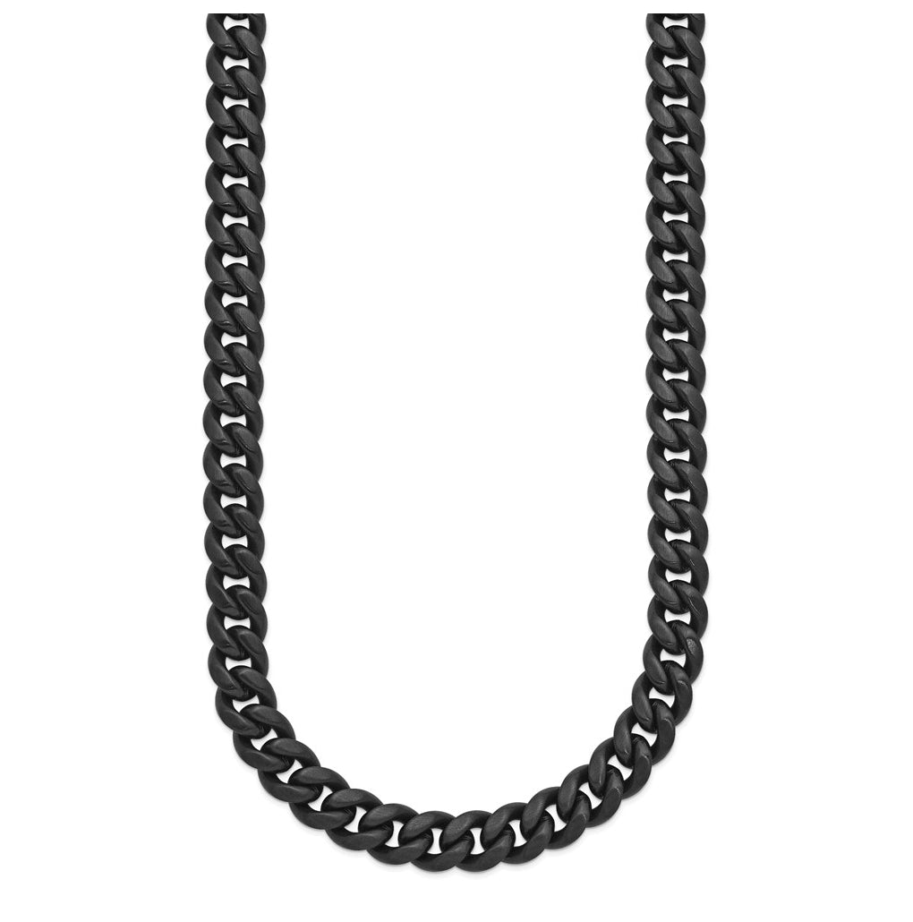 Stainless Steel Brushed 8mm Black IP-plated 20in Curb Link Necklace – Elegant Jewelry Gift for Birthday, Anniversary, Engagement, Wedding