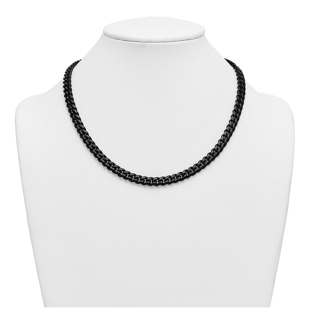 Stainless Steel Brushed 8mm Black IP-plated 20in Curb Link Necklace – Elegant Jewelry Gift for Birthday, Anniversary, Engagement, Wedding