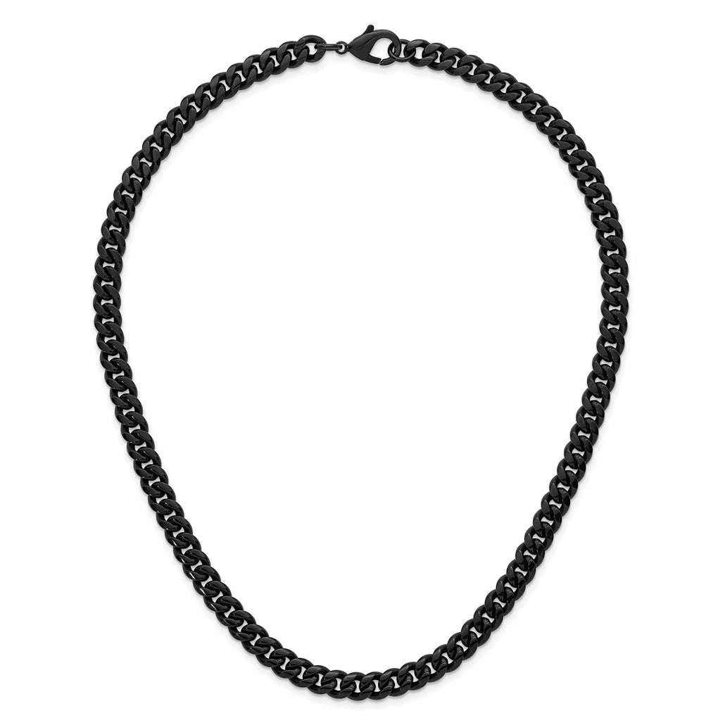 Stainless Steel Brushed 8mm Black IP-plated 20in Curb Link Necklace – Elegant Jewelry Gift for Birthday, Anniversary, Engagement, Wedding