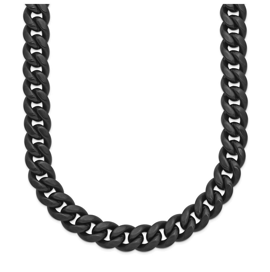 Stainless Steel Brushed 8mm Black IP-plated 20in Curb Link Necklace – Elegant Jewelry Gift for Birthday, Anniversary, Engagement, Wedding