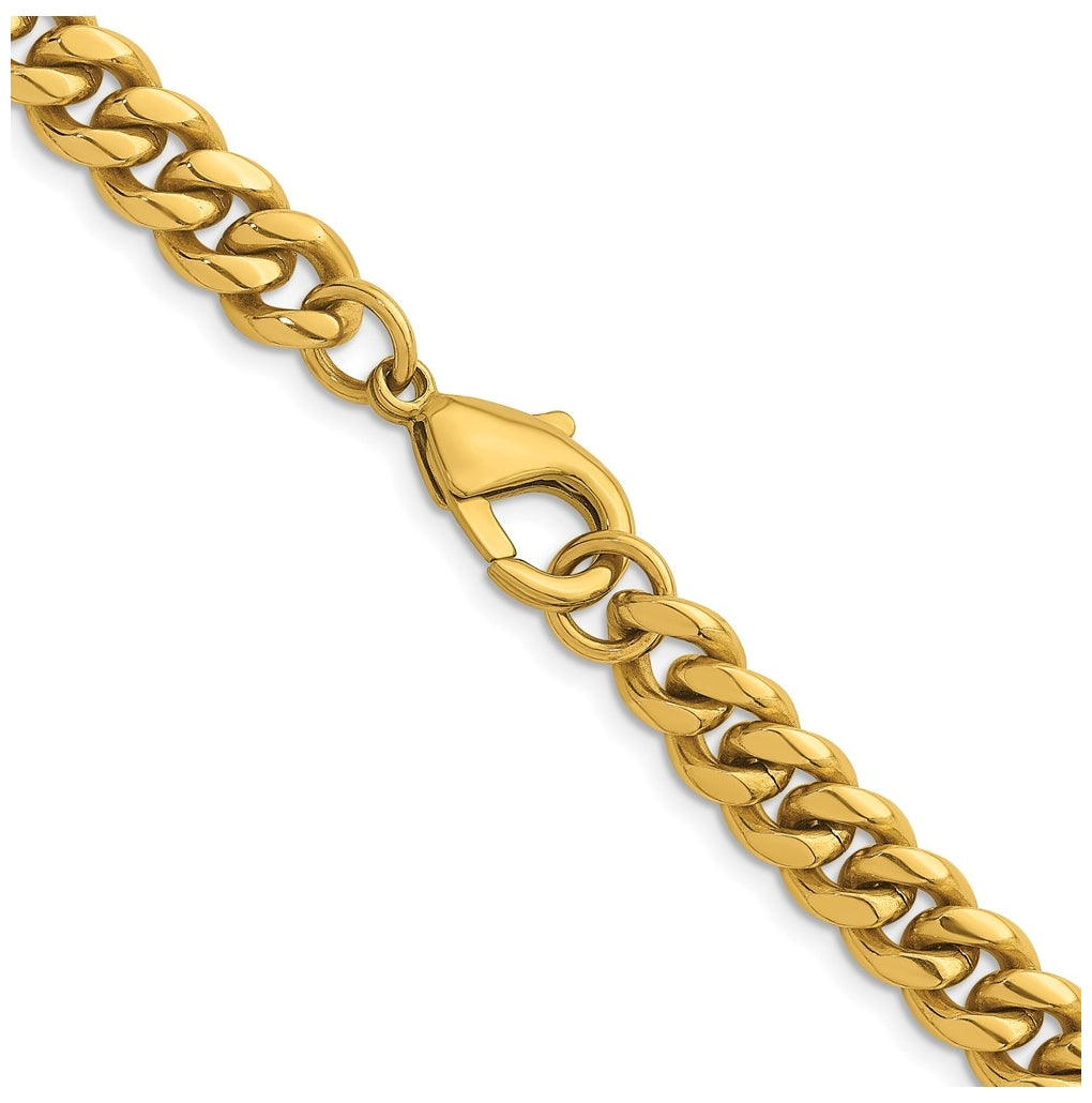 Stainless Steel Polished Yellow IP-plated Curb Link 20 in Necklace – Elegant Jewelry Gift for Birthday, Anniversary, Engagement, Wedding