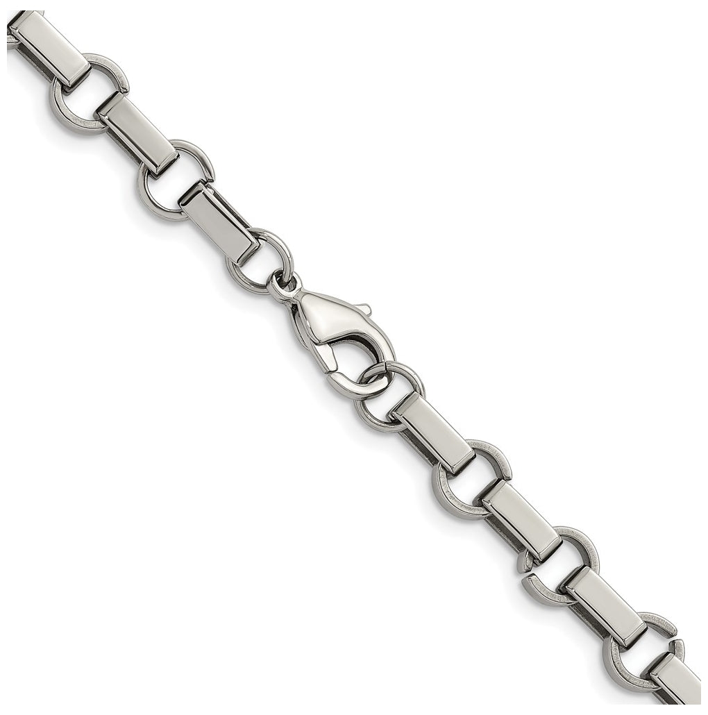 Stainless Steel Polished 7mm 24.5in Fancy Rolo Chain Necklace – Elegant Jewelry Gift for Birthday, Anniversary, Engagement, Wedding