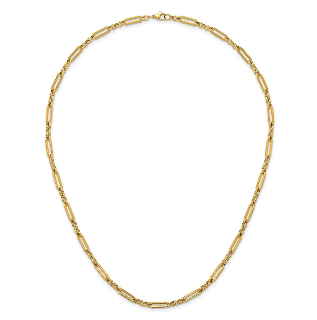 Stainless Steel Polished Yellow IP 4.50mm Paperclip Link 21.5in Necklace – Elegant Jewelry Gift for Birthday, Anniversary, Engagement, Wedding