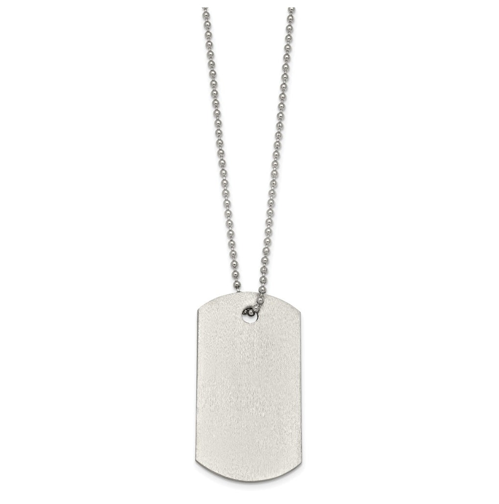 Stainless Steel Brushed 1.45mm Dog Tag 22in Necklace – Elegant Jewelry Gift for Birthday, Anniversary, Engagement, Wedding