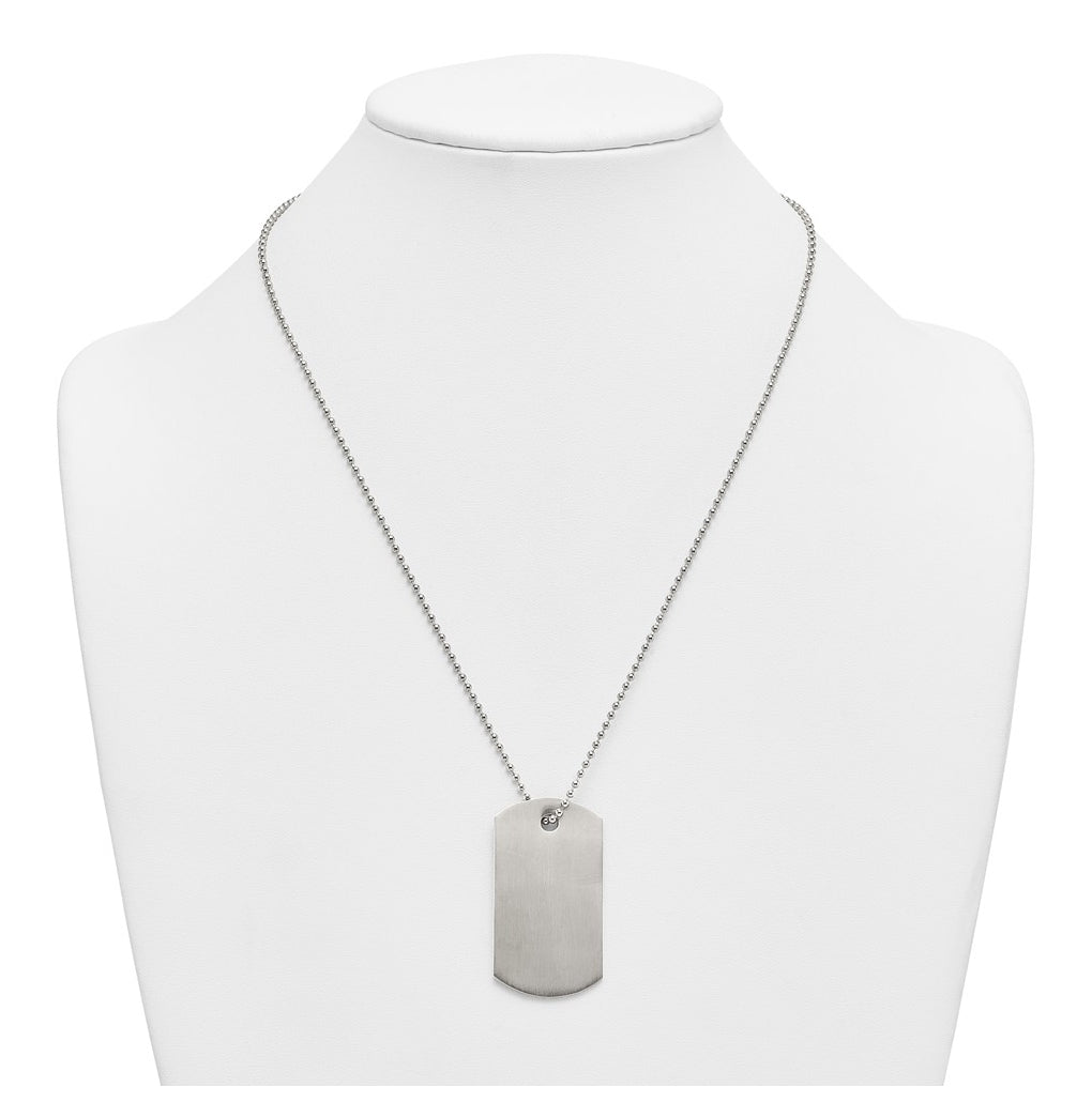 Stainless Steel Brushed 1.45mm Dog Tag 22in Necklace – Elegant Jewelry Gift for Birthday, Anniversary, Engagement, Wedding