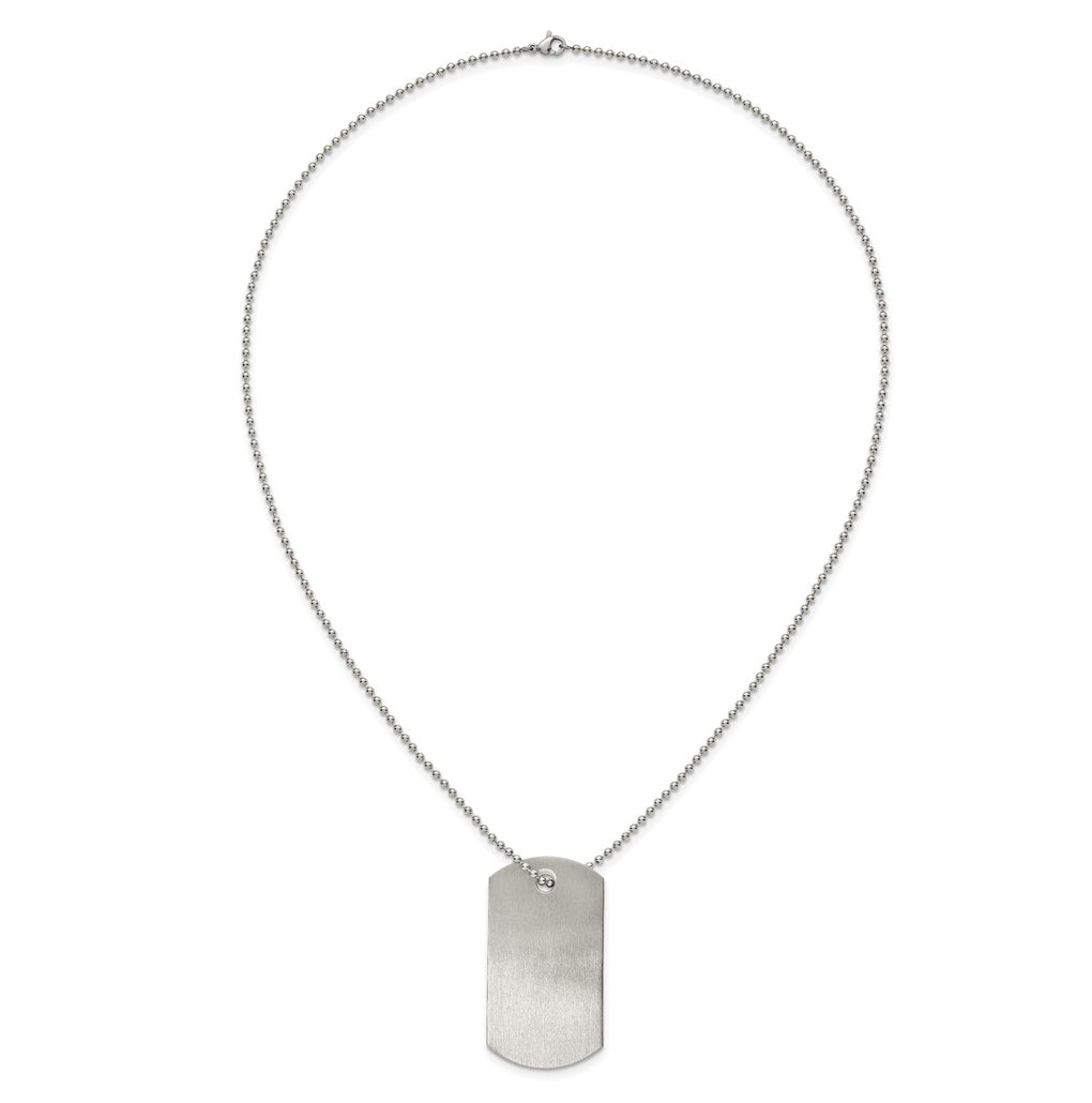 Stainless Steel Brushed 1.45mm Dog Tag 22in Necklace – Elegant Jewelry Gift for Birthday, Anniversary, Engagement, Wedding
