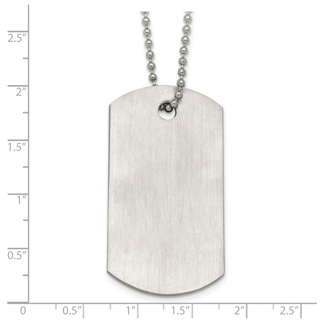 Stainless Steel Brushed 1.45mm Dog Tag 22in Necklace – Elegant Jewelry Gift for Birthday, Anniversary, Engagement, Wedding