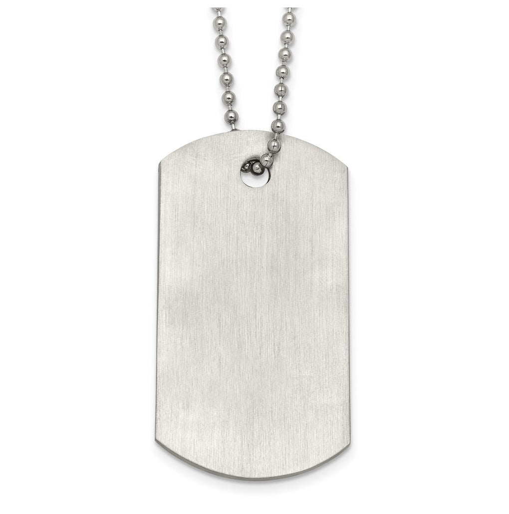 Stainless Steel Brushed 1.45mm Dog Tag 22in Necklace – Elegant Jewelry Gift for Birthday, Anniversary, Engagement, Wedding