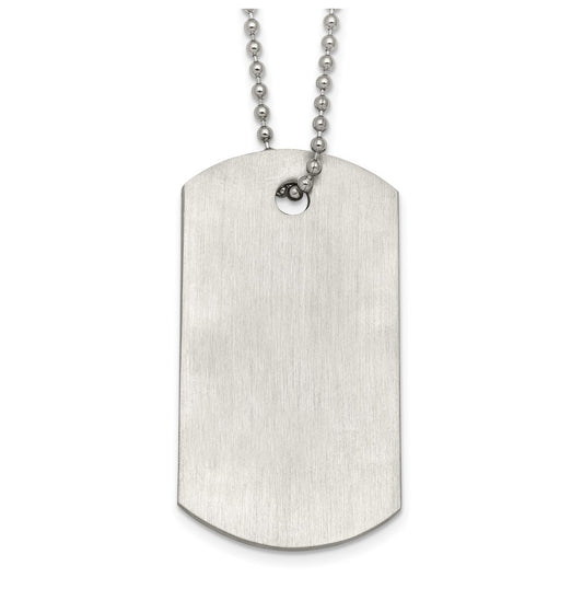 Stainless Steel Brushed 1.45mm Dog Tag 22in Necklace – Elegant Jewelry Gift for Birthday, Anniversary, Engagement, Wedding