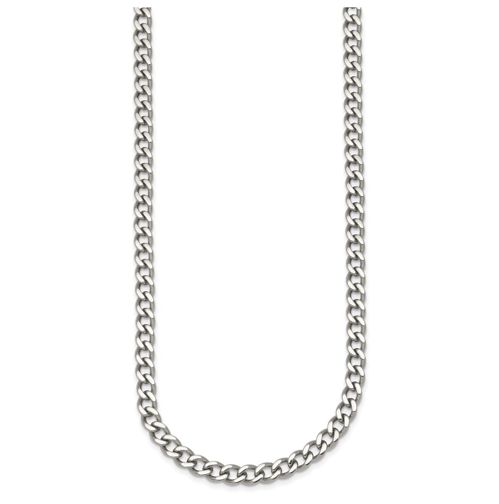 Stainless Steel Polished 5.25mm Curb Chain 17.5in Necklace – Elegant Jewelry Gift for Birthday, Anniversary, Engagement, Wedding