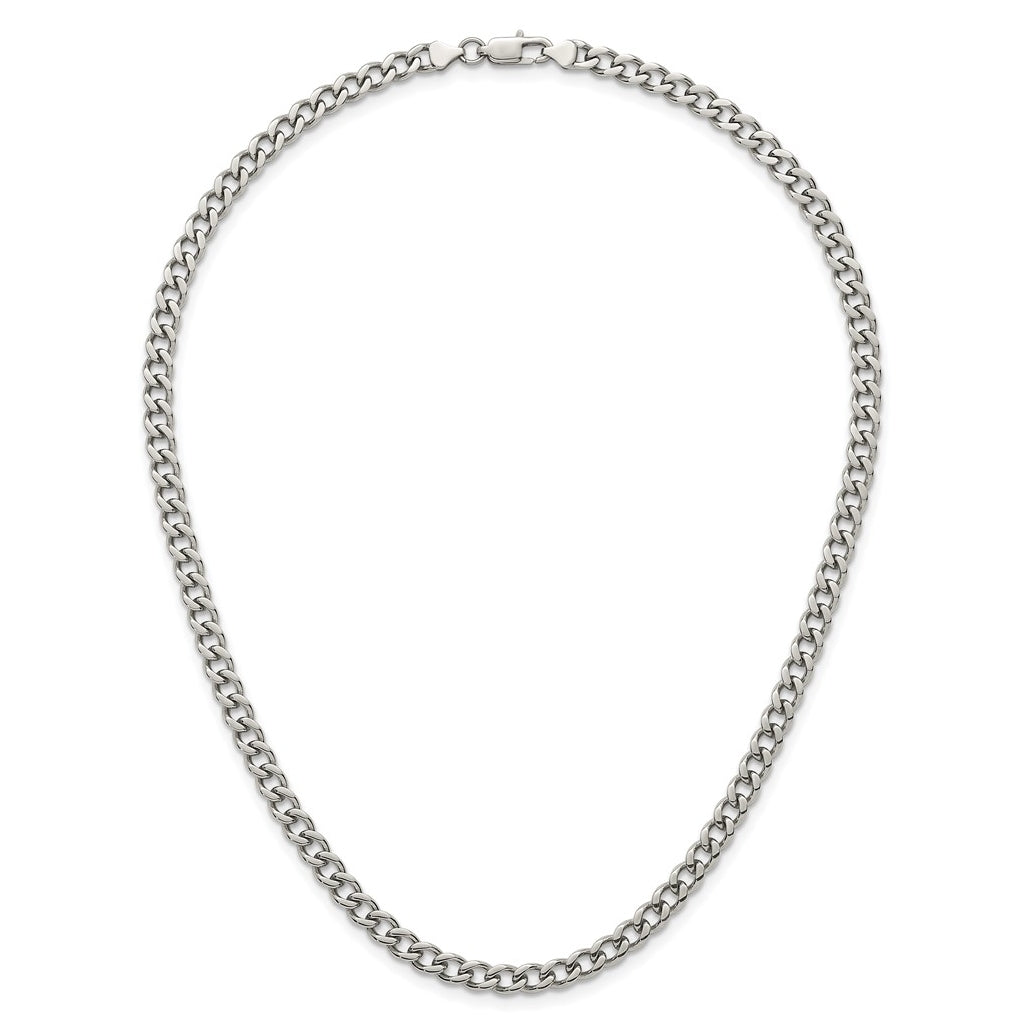 Stainless Steel Polished 5.25mm Curb Chain 17.5in Necklace – Elegant Jewelry Gift for Birthday, Anniversary, Engagement, Wedding