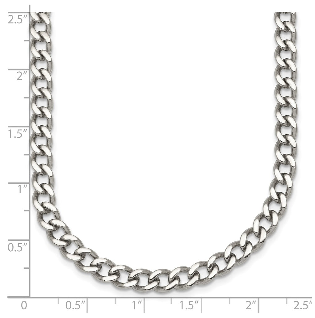 Stainless Steel Polished 5.25mm Curb Chain 17.5in Necklace – Elegant Jewelry Gift for Birthday, Anniversary, Engagement, Wedding