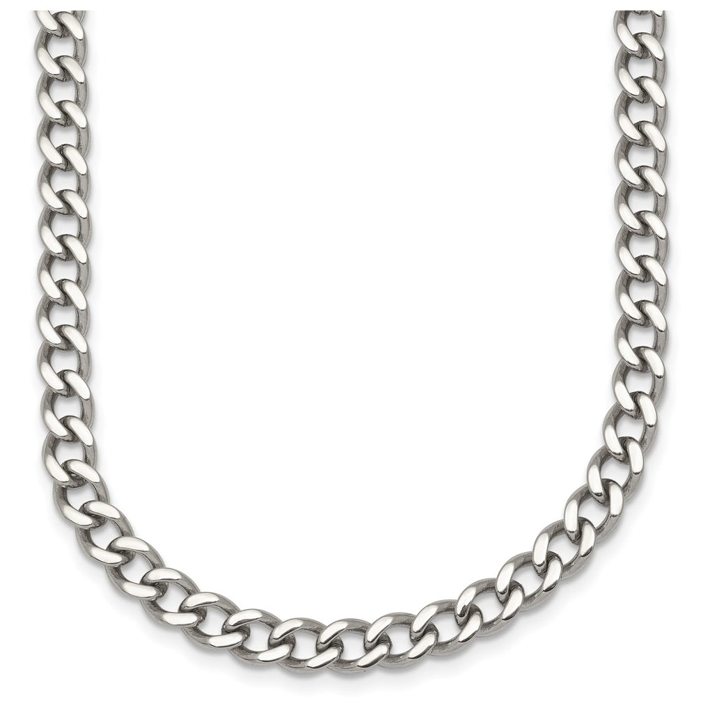 Stainless Steel Polished 5.25mm Curb Chain 17.5in Necklace – Elegant Jewelry Gift for Birthday, Anniversary, Engagement, Wedding