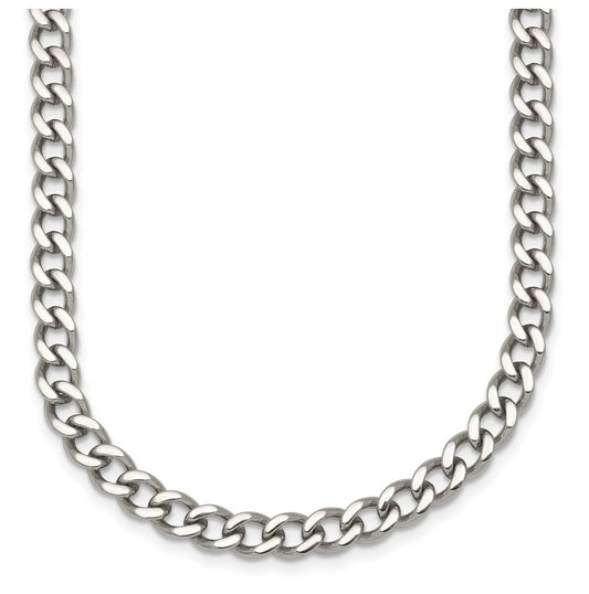 Stainless Steel Polished 5.25mm Curb Chain 17.5in Necklace – Elegant Jewelry Gift for Birthday, Anniversary, Engagement, Wedding