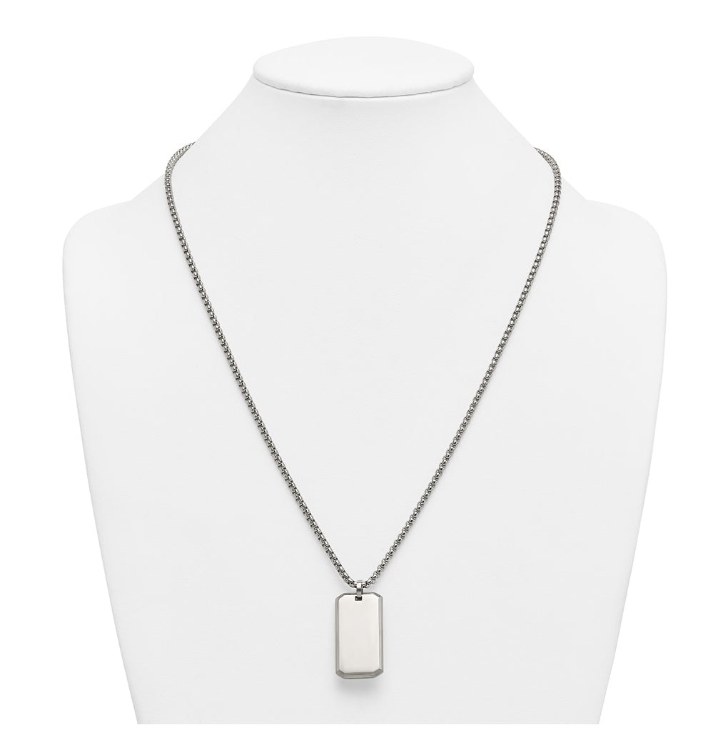 Stainless Steel Polished Dog Tag 24in Necklace – Elegant Jewelry Gift for Birthday, Anniversary, Engagement, Wedding