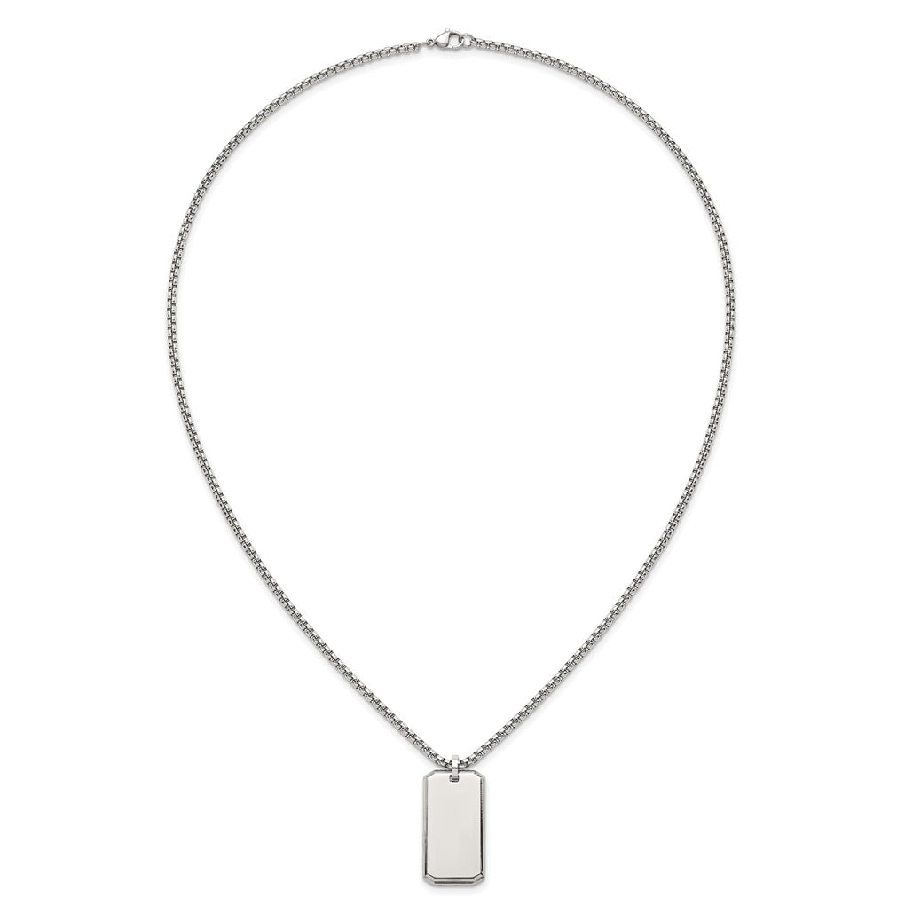 Stainless Steel Polished Dog Tag 24in Necklace – Elegant Jewelry Gift for Birthday, Anniversary, Engagement, Wedding