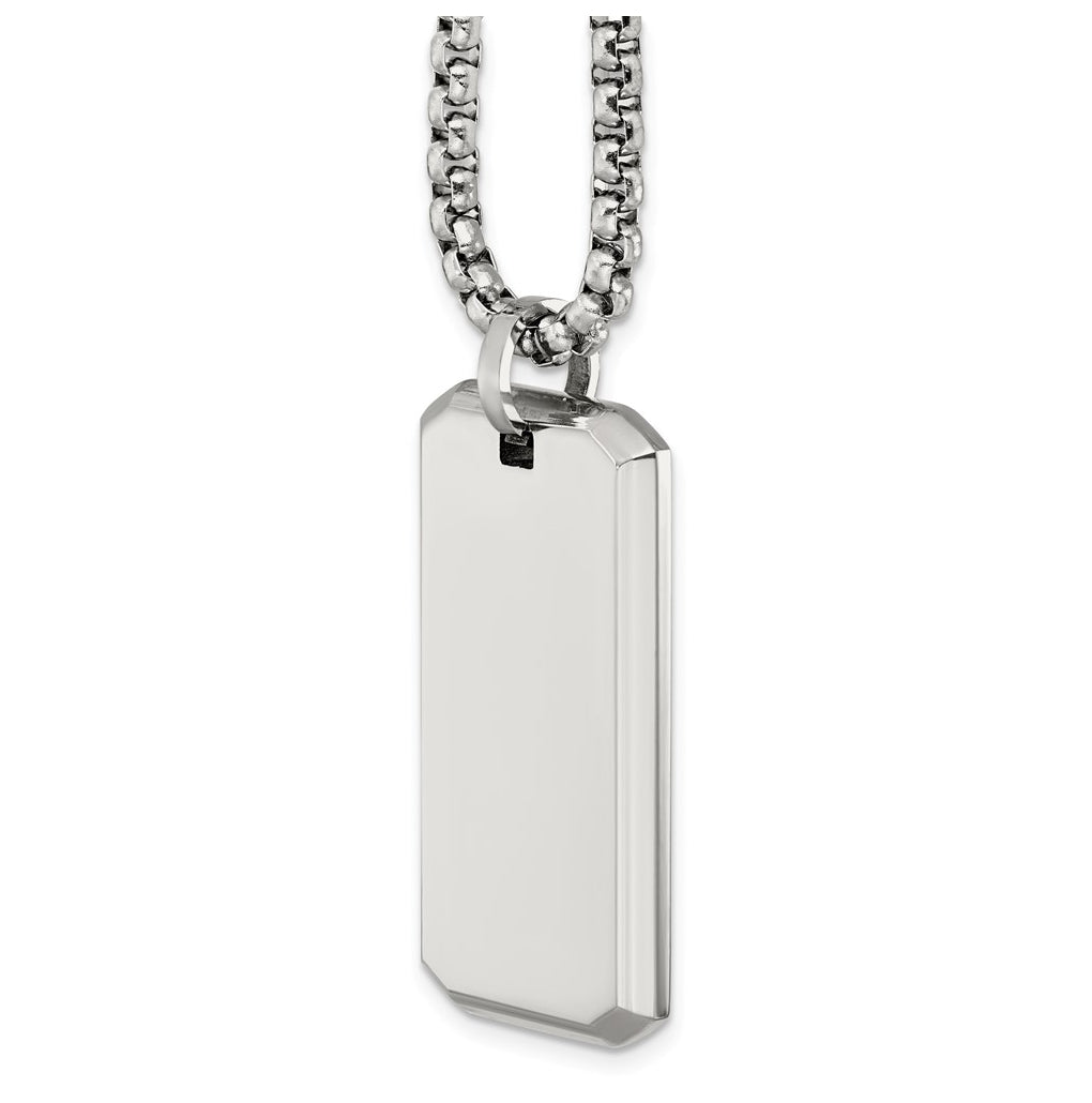 Stainless Steel Polished Dog Tag 24in Necklace – Elegant Jewelry Gift for Birthday, Anniversary, Engagement, Wedding