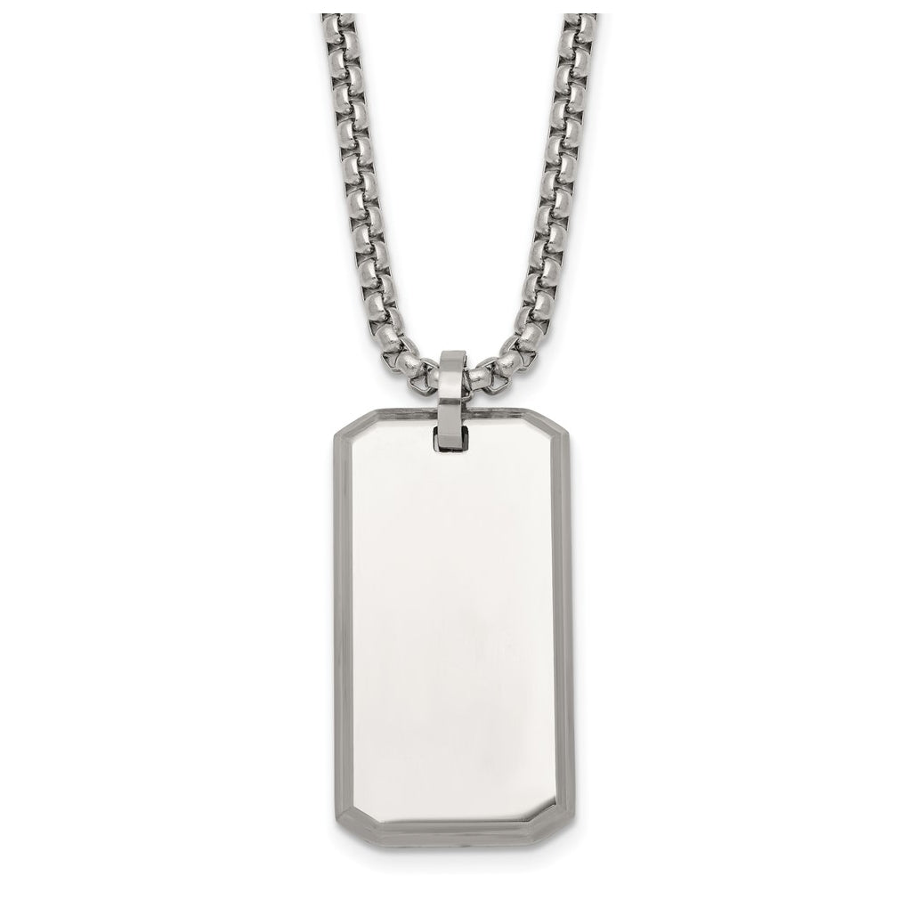Stainless Steel Polished Dog Tag 24in Necklace – Elegant Jewelry Gift for Birthday, Anniversary, Engagement, Wedding