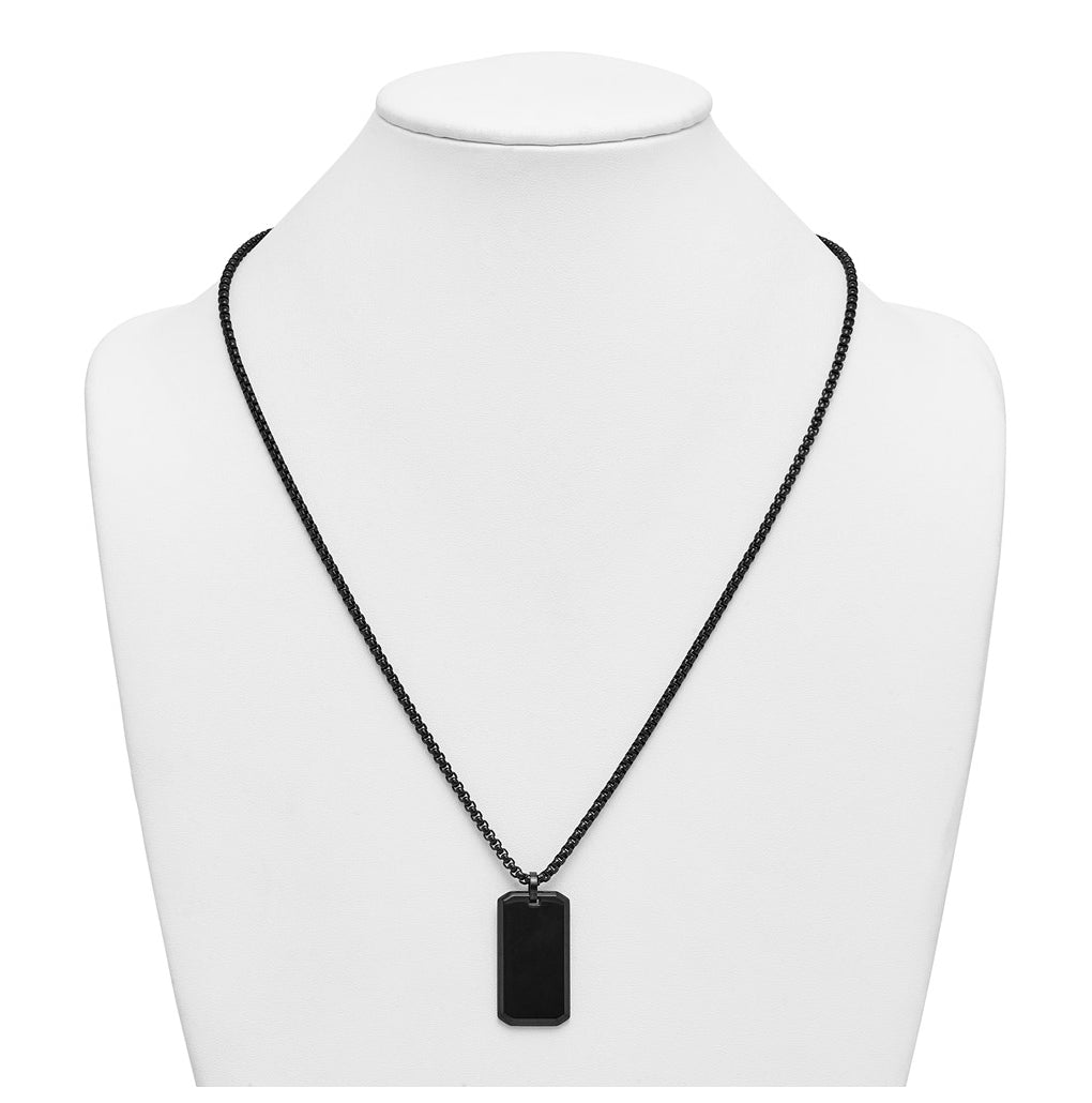 Stainless Steel Polished Black IP-plated Dog Tag 24in Necklace – Elegant Jewelry Gift for Birthday, Anniversary, Engagement, Wedding