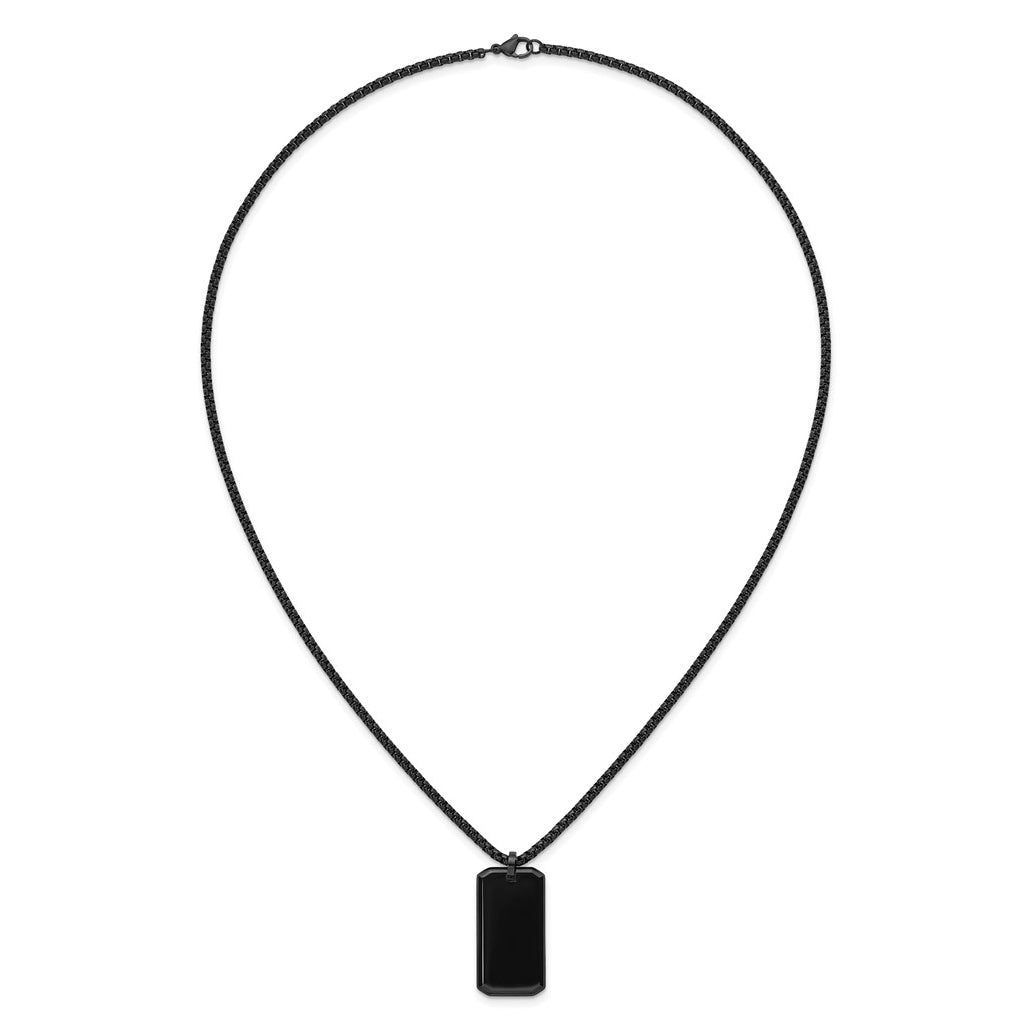 Stainless Steel Polished Black IP-plated Dog Tag 24in Necklace – Elegant Jewelry Gift for Birthday, Anniversary, Engagement, Wedding