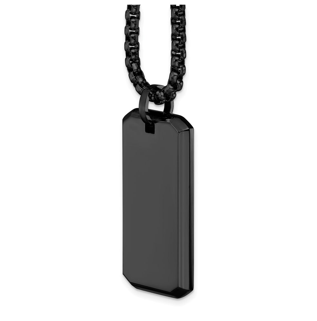 Stainless Steel Polished Black IP-plated Dog Tag 24in Necklace – Elegant Jewelry Gift for Birthday, Anniversary, Engagement, Wedding