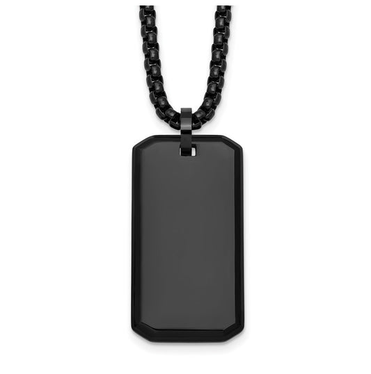 Stainless Steel Polished Black IP-plated Dog Tag 24in Necklace – Elegant Jewelry Gift for Birthday, Anniversary, Engagement, Wedding