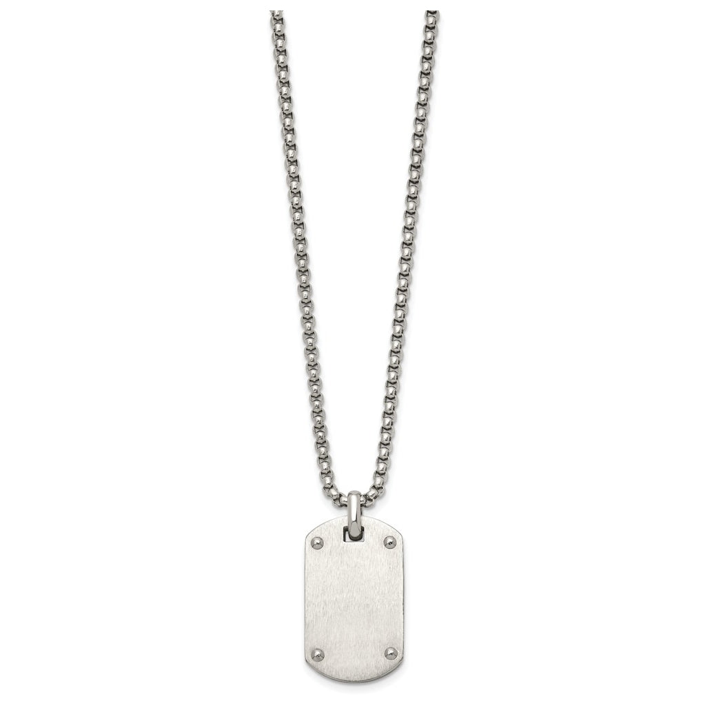 Stainless Steel Polished Black IP-plated Center Dog Tag 24in Necklace – Elegant Jewelry Gift for Birthday, Anniversary, Engagement, Wedding