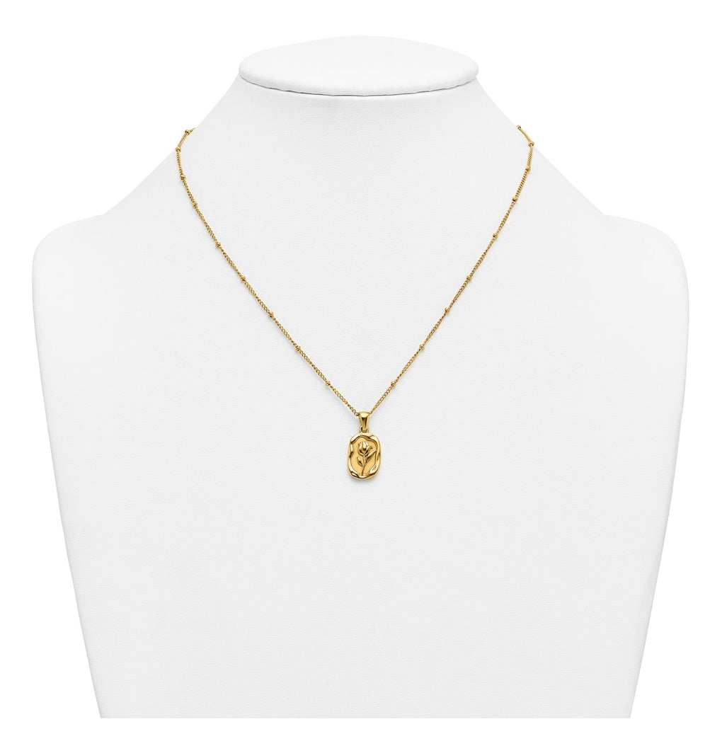 Stainless Steel Polished Yellow IP-plated Flower 18in with 1.75in ext Necklace – Elegant Jewelry Gift for Birthday, Anniversary, Engagement, Wedding