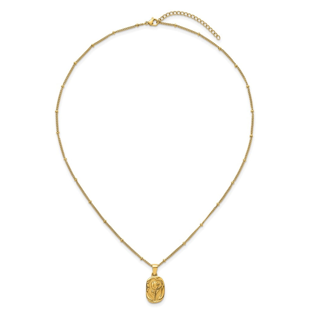 Stainless Steel Polished Yellow IP-plated Flower 18in with 1.75in ext Necklace – Elegant Jewelry Gift for Birthday, Anniversary, Engagement, Wedding