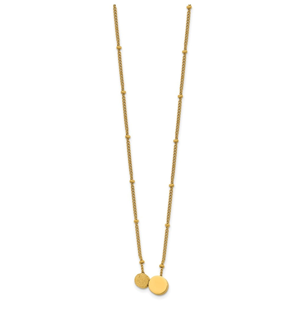 Stainless Steel Polished/Lasered Yellow IP Circles 18in with 2in ext. Necklace – Elegant Jewelry Gift for Birthday, Anniversary, Engagement, Wedding