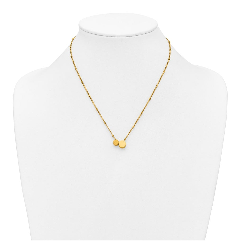 Stainless Steel Polished/Lasered Yellow IP Circles 18in with 2in ext. Necklace – Elegant Jewelry Gift for Birthday, Anniversary, Engagement, Wedding