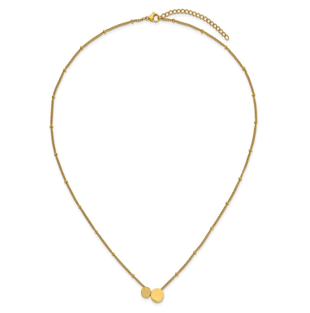 Stainless Steel Polished/Lasered Yellow IP Circles 18in with 2in ext. Necklace – Elegant Jewelry Gift for Birthday, Anniversary, Engagement, Wedding