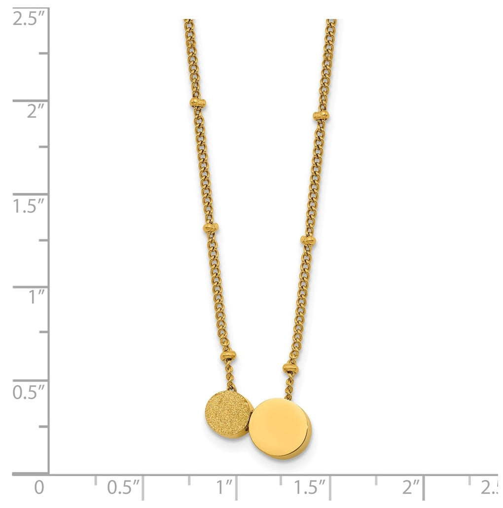 Stainless Steel Polished/Lasered Yellow IP Circles 18in with 2in ext. Necklace – Elegant Jewelry Gift for Birthday, Anniversary, Engagement, Wedding
