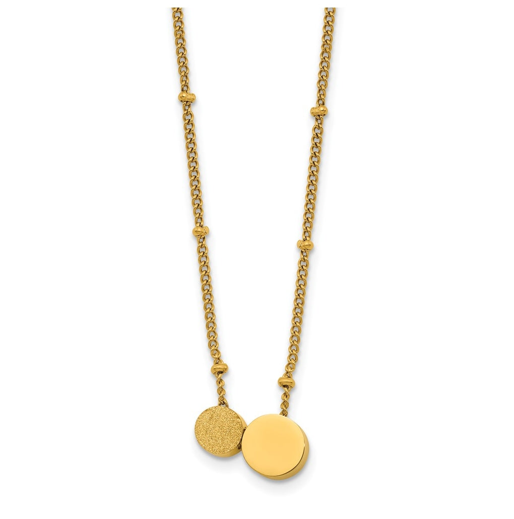 Stainless Steel Polished/Lasered Yellow IP Circles 18in with 2in ext. Necklace – Elegant Jewelry Gift for Birthday, Anniversary, Engagement, Wedding