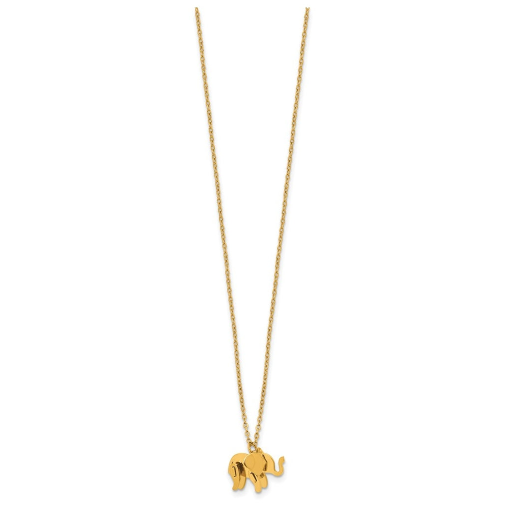 Stainless Steel Polished Yellow IP 3D Elephant 16in with 2in ext. Necklace – Elegant Jewelry Gift for Birthday, Anniversary, Engagement, Wedding