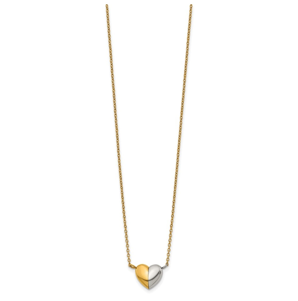 Stainless Steel Polished Yellow IP Magnetic Heart 18in with 2in ext. Necklace – Elegant Jewelry Gift for Birthday, Anniversary, Engagement, Wedding