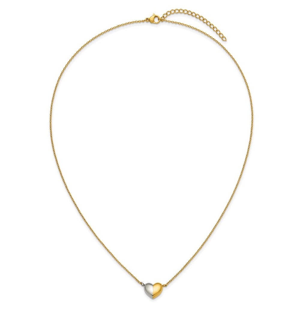 Stainless Steel Polished Yellow IP Magnetic Heart 18in with 2in ext. Necklace – Elegant Jewelry Gift for Birthday, Anniversary, Engagement, Wedding