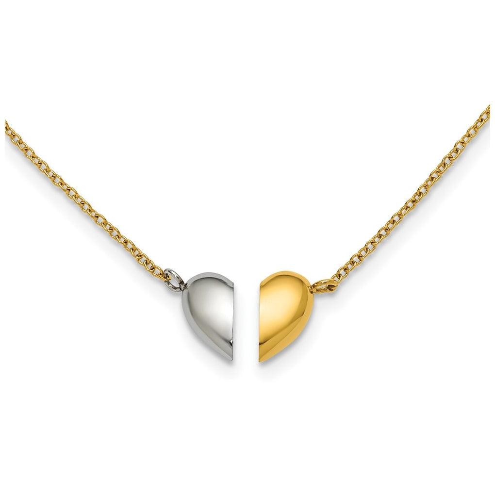 Stainless Steel Polished Yellow IP Magnetic Heart 18in with 2in ext. Necklace – Elegant Jewelry Gift for Birthday, Anniversary, Engagement, Wedding