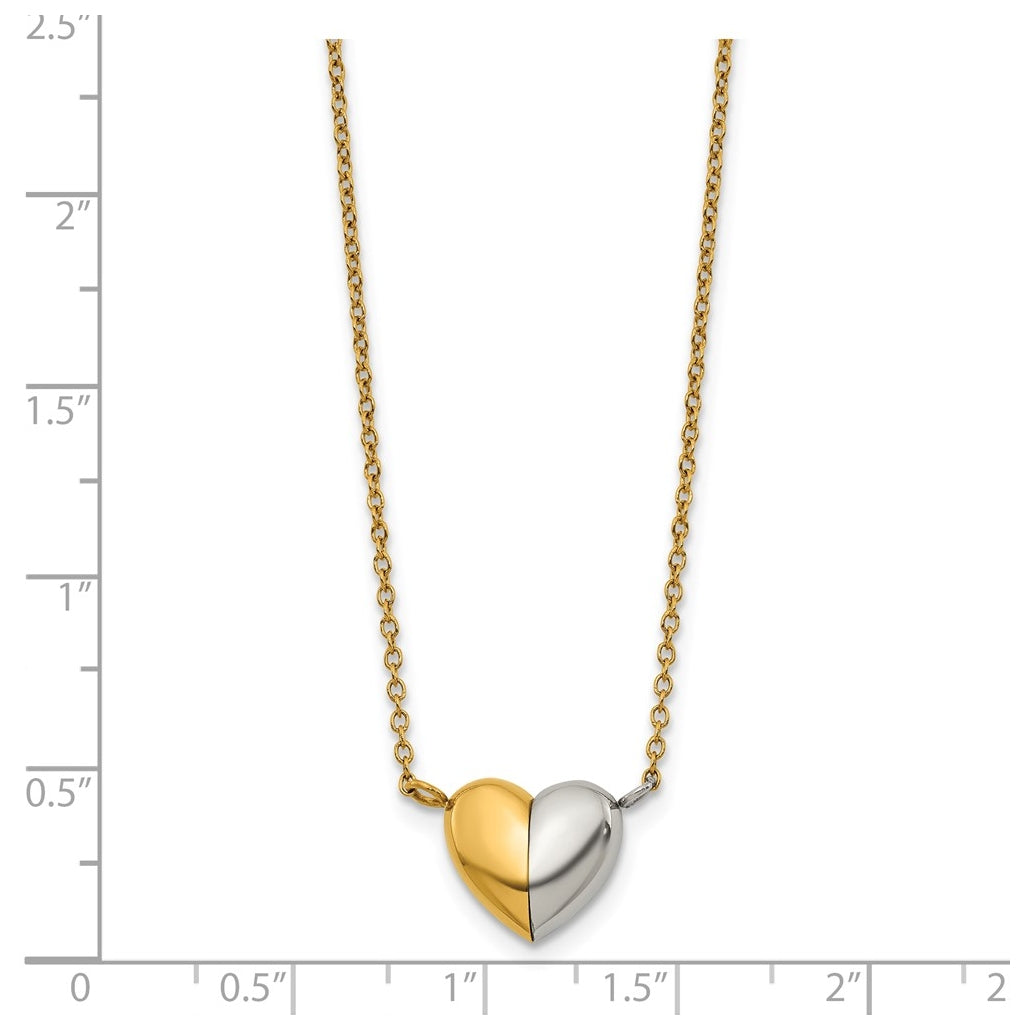 Stainless Steel Polished Yellow IP Magnetic Heart 18in with 2in ext. Necklace – Elegant Jewelry Gift for Birthday, Anniversary, Engagement, Wedding