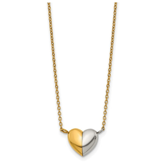 Stainless Steel Polished Yellow IP Magnetic Heart 18in with 2in ext. Necklace – Elegant Jewelry Gift for Birthday, Anniversary, Engagement, Wedding