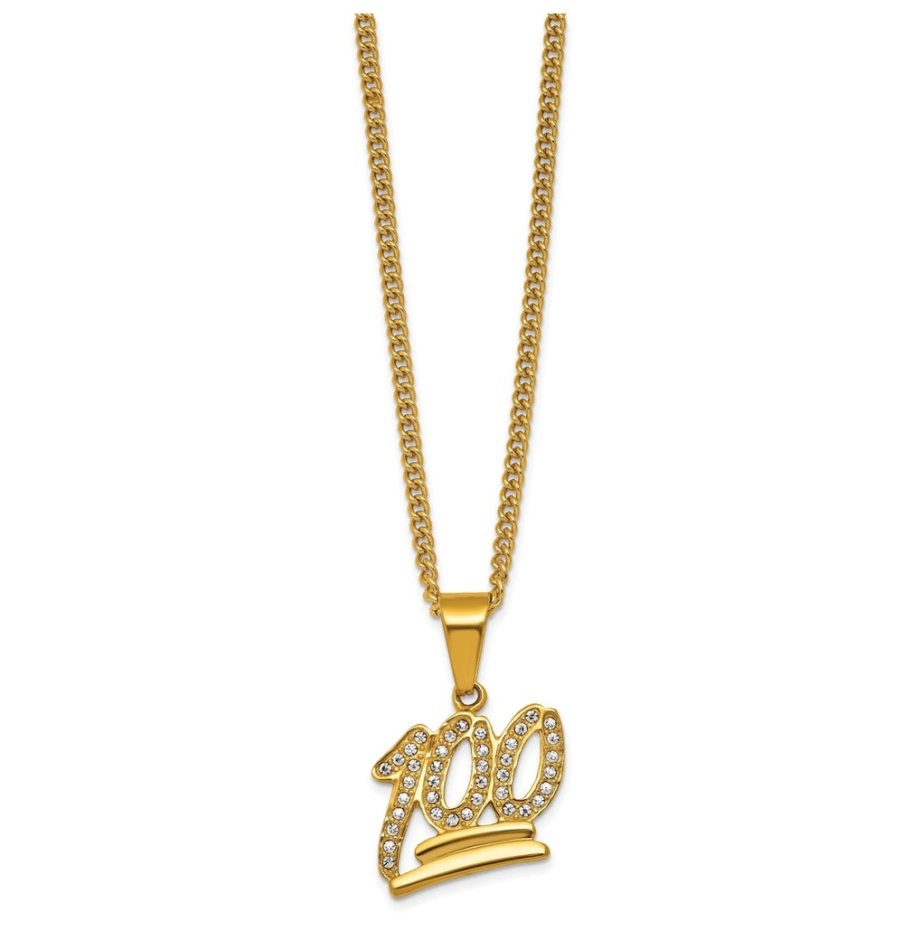 Stainless Steel Polished Yellow IP-plated Crystal 100% 24in Necklace – Elegant Jewelry Gift for Birthday, Anniversary, Engagement, Wedding