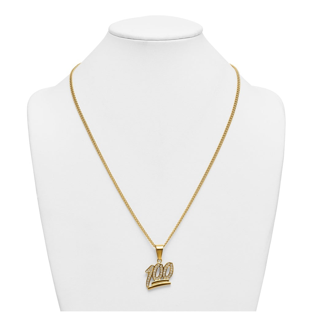 Stainless Steel Polished Yellow IP-plated Crystal 100% 24in Necklace – Elegant Jewelry Gift for Birthday, Anniversary, Engagement, Wedding