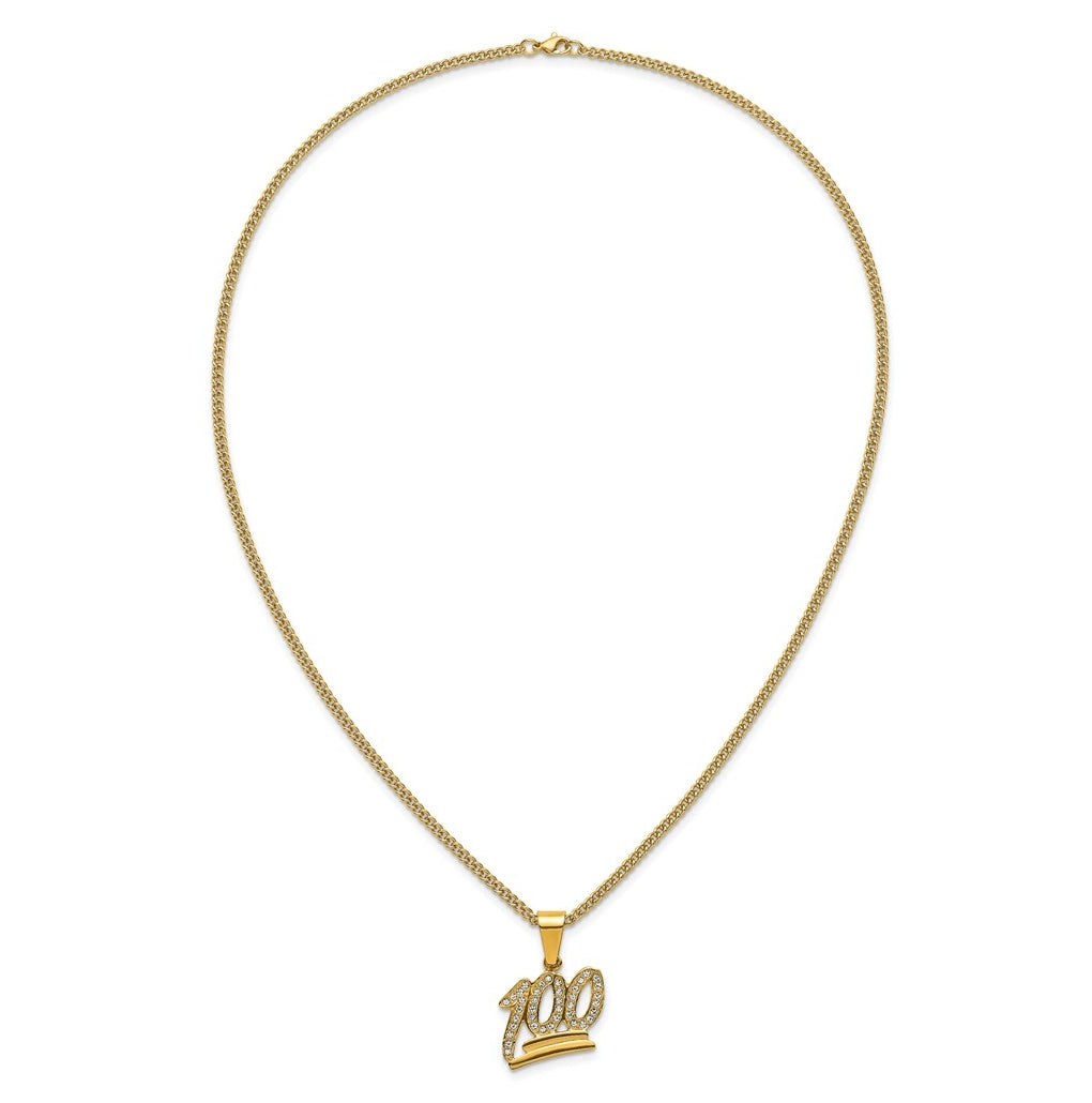 Stainless Steel Polished Yellow IP-plated Crystal 100% 24in Necklace – Elegant Jewelry Gift for Birthday, Anniversary, Engagement, Wedding