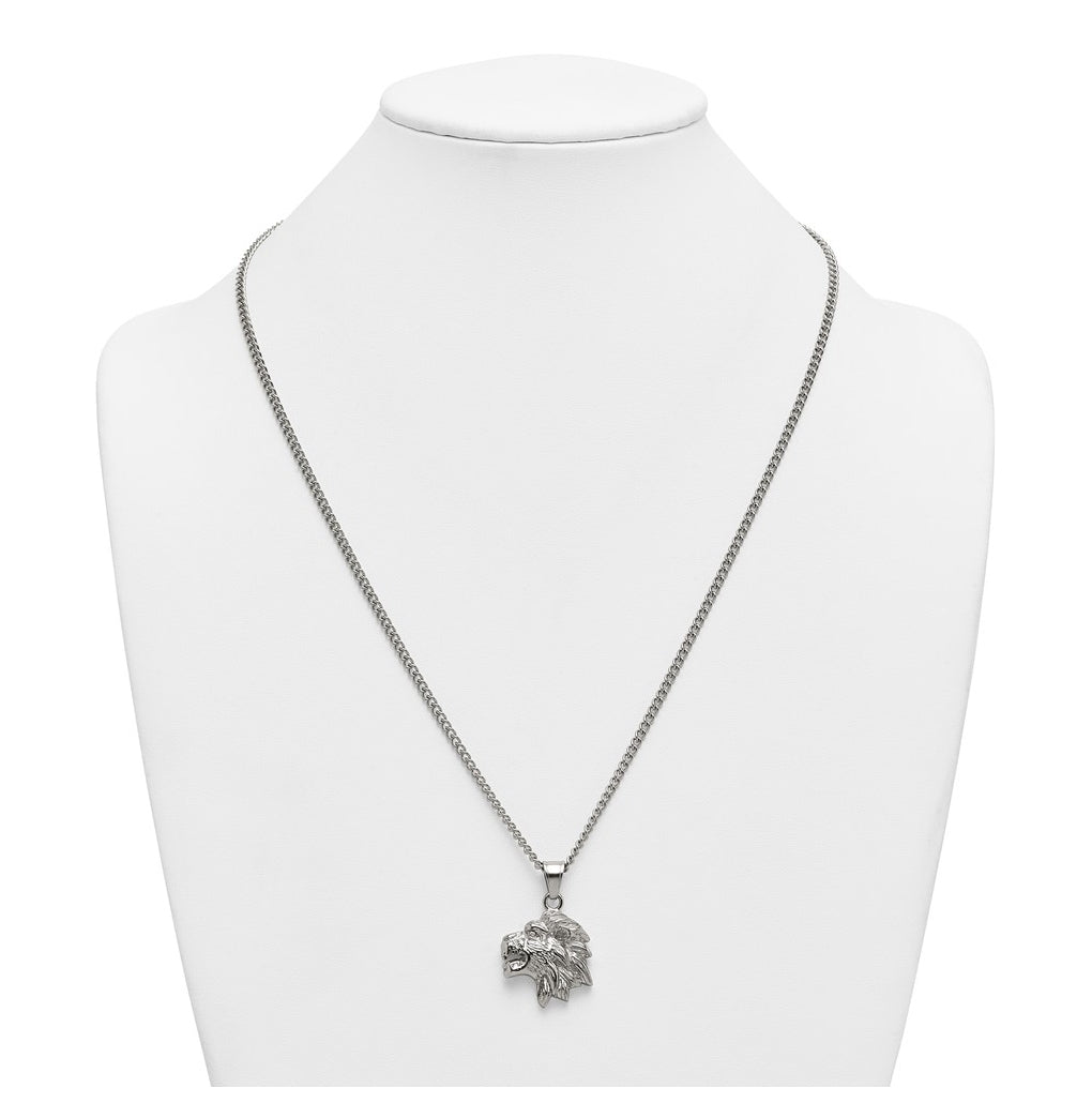 Stainless Steel Polished Lion Head 24in Necklace – Elegant Jewelry Gift for Birthday, Anniversary, Engagement, Wedding