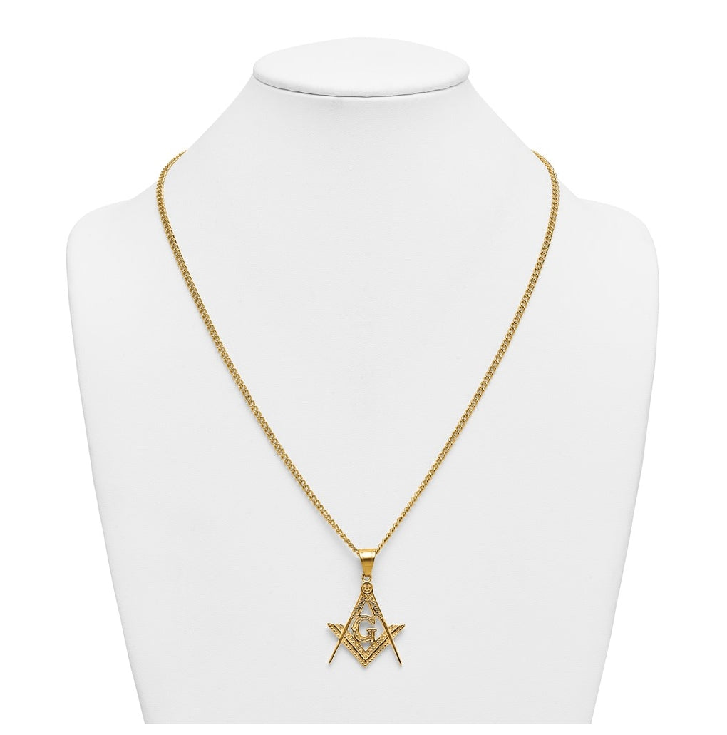 Stainless Steel Polished Yellow IP Masonic Symbol 24in Necklace – Elegant Jewelry Gift for Birthday, Anniversary, Engagement, Wedding