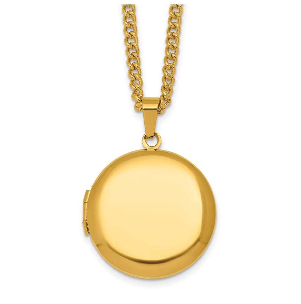 Stainless Steel Polished Yellow IP-plated Locket 24in Necklace – Elegant Jewelry Gift for Birthday, Anniversary, Engagement, Wedding
