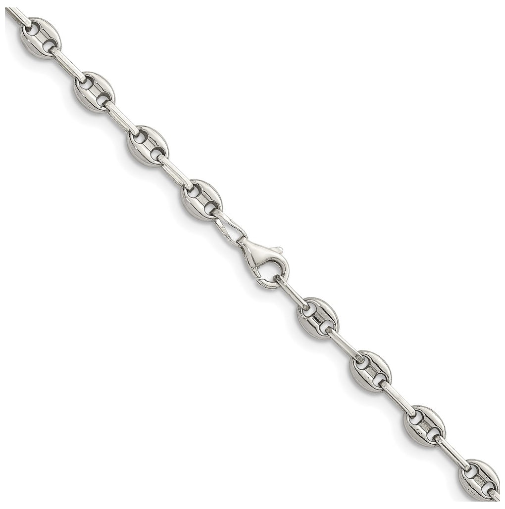 Stainless Steel with 925 Sterling Silver Polished Anchor Link 16 In Necklace – Elegant Jewelry Gift for Birthday, Anniversary, Engagement, Wedding
