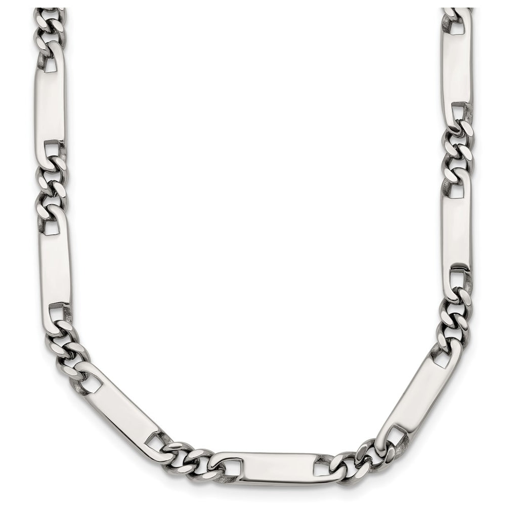 Stainless Steel Polished 4mm Fancy Link 24in Necklace – Elegant Jewelry Gift for Birthday, Anniversary, Engagement, Wedding