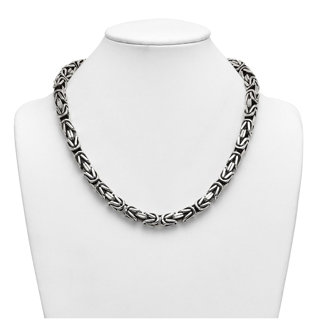 Stainless Steel Antiqued/Polished 9.5mm Byzantine 22in Necklace – Elegant Jewelry Gift for Birthday, Anniversary, Engagement, Wedding