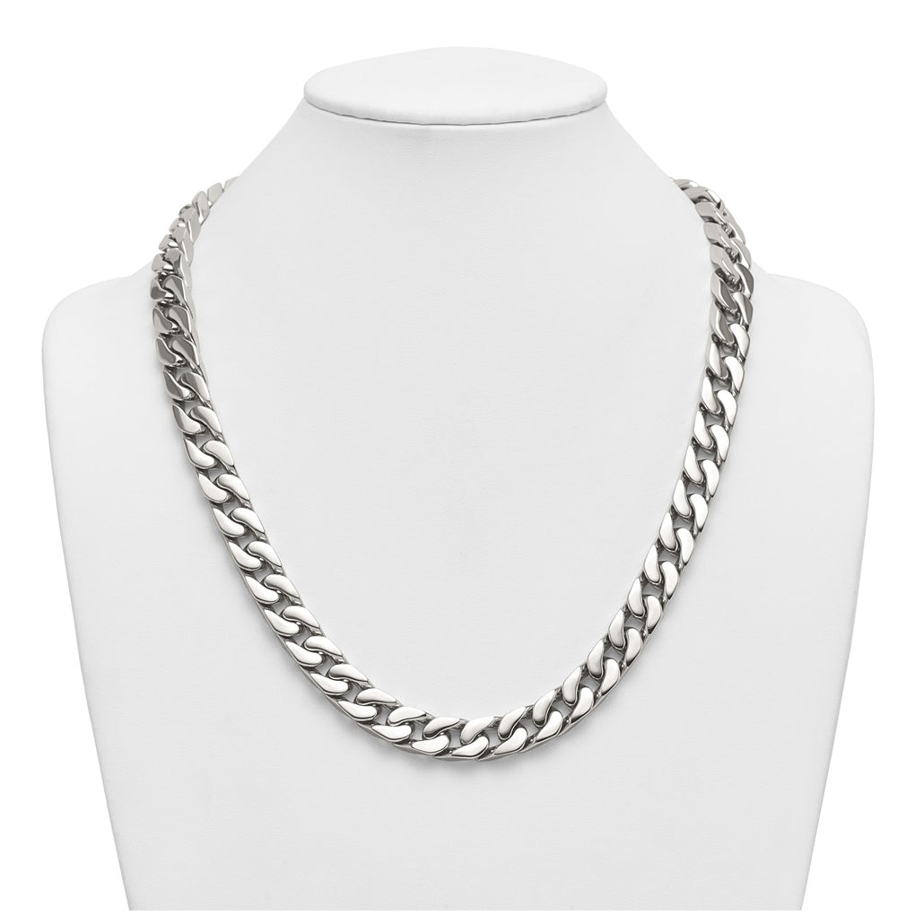 Stainless Steel Polished 12mm Cubic Zirconia Cable Link 24in Necklace – Elegant Jewelry Gift for Birthday, Anniversary, Engagement, Wedding